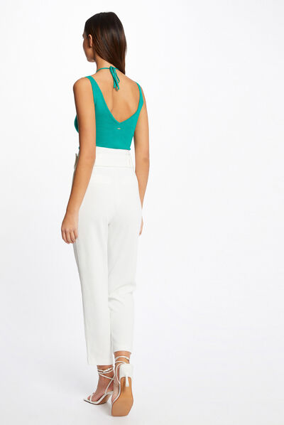 Jumper vest top with open back mid-green ladies'