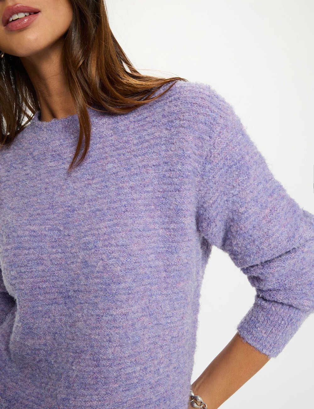 Cropped round neck sweater parma purple women