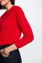 Textured knit sweater red women