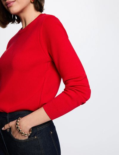 Textured knit sweater red women