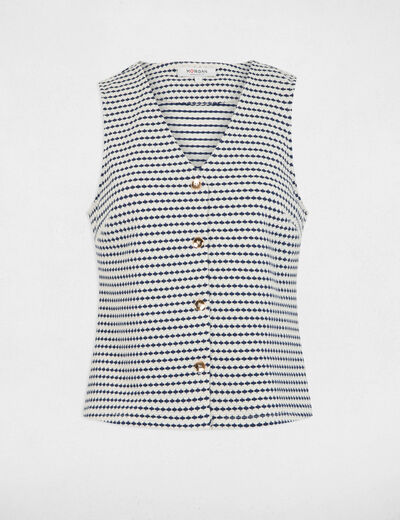 Printed sleeveless waistcoat navy blue women