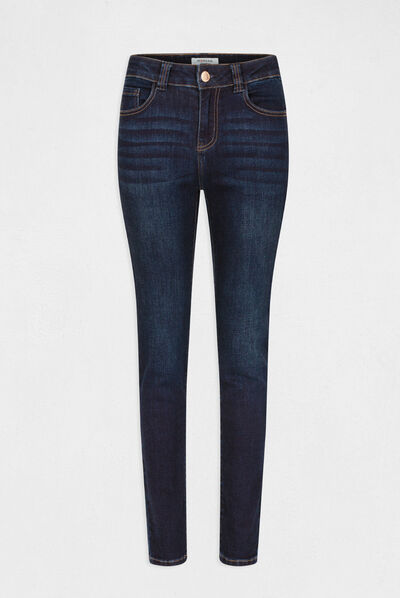 High-waisted slim jeans raw denim ladies'
