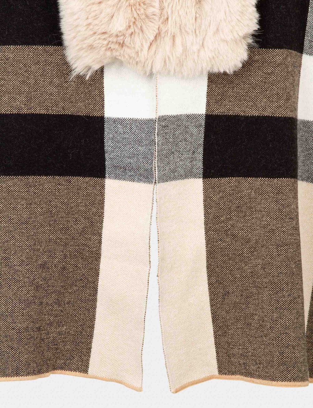 Poncho with faux fur details sand women