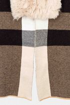 Poncho with faux fur details sand women