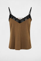 Vest top in lace dark green women