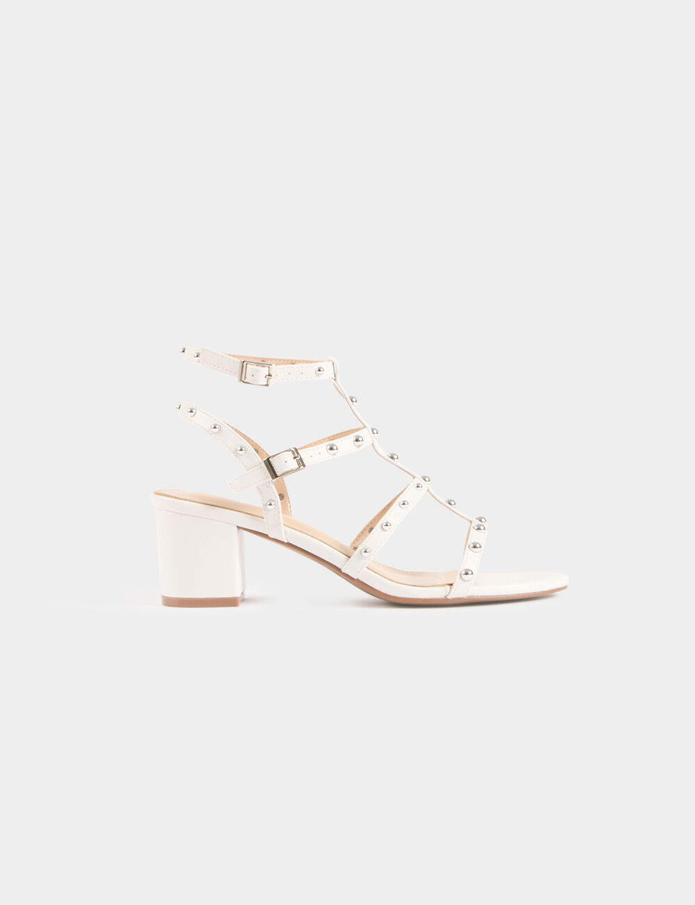 Sandales à talons et clous blanc femme
