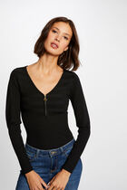 Long-sleeved jumper with zipped detail black women