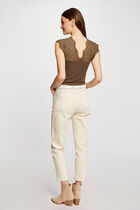 Vest top with wide straps and lace khaki green women