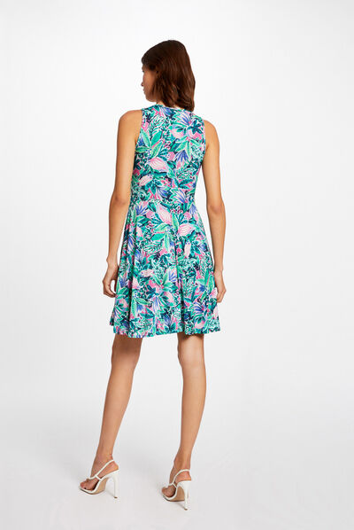 Straight dress with vegetal print multico ladies'