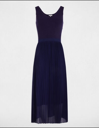 Waisted maxi knitted dress navy blue women