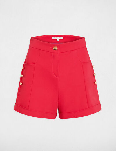 High-waisted shorts buttons medium red ladies'
