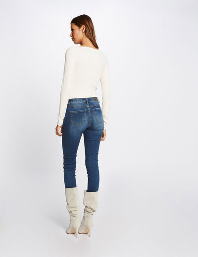 Long-sleeved jumper with scallop hem ivory ladies'