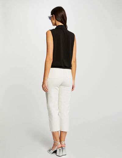 Sleeveless tied blouse black women
