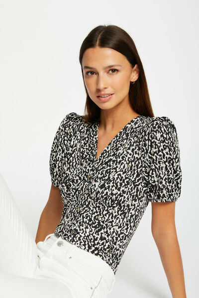 T-shirt animal print with buttons multico ladies'