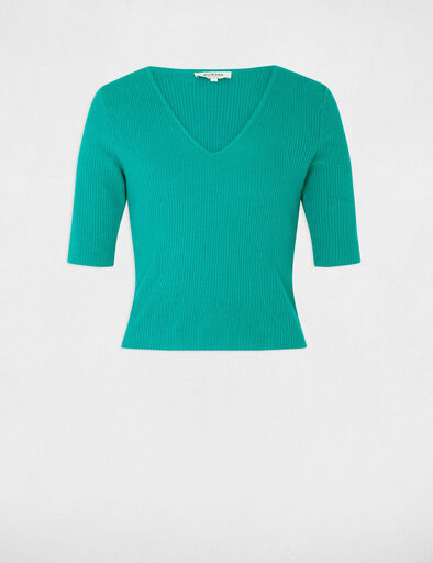 jumper with v neck turquoise blue women Jumper with V-neck turquoise blue women