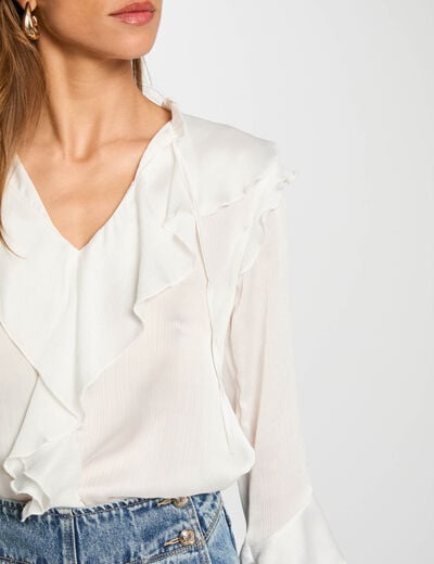 Long-sleeved blouse white women
