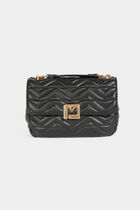 Quilted bag with M buckle black women