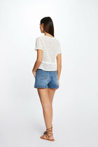 Short-sleeved t-shirt with lace ivory women