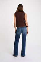 Sleeveless openwork cardigan dark brown women