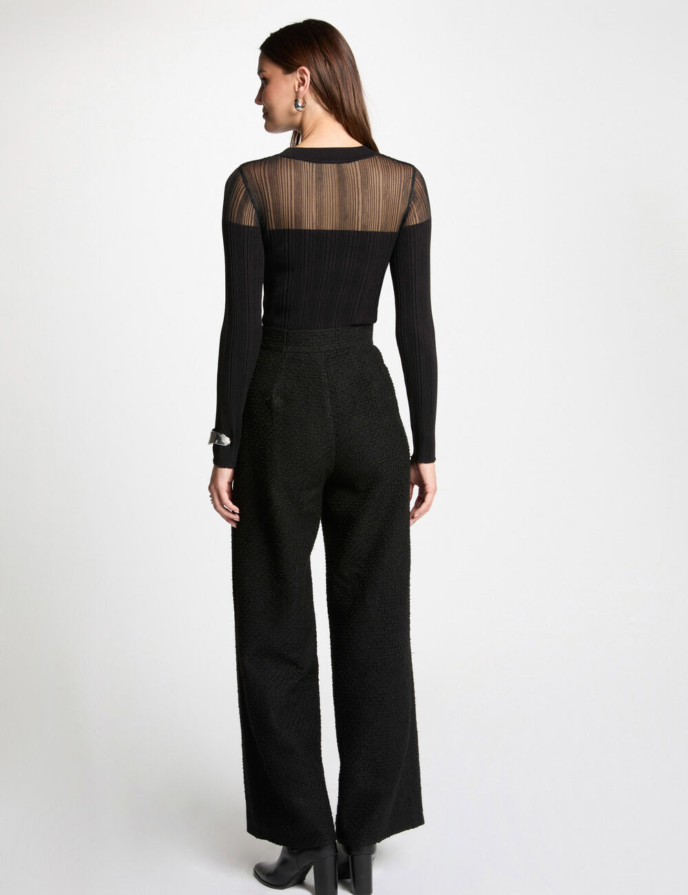 Long-sleeved ribbed jumper black women