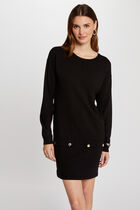 Robe tricot courte droite noir femme