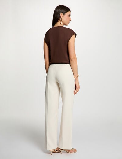 Sleeveless asymmetric top dark brown women