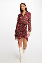 Shirred straight skirt with floral print multicolored women