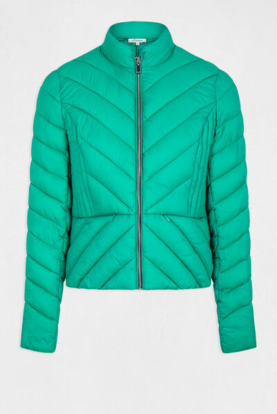 Straight zipped padded jacket mid-green ladies'