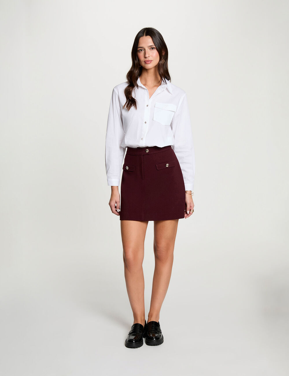 High-waisted short skirt plum women