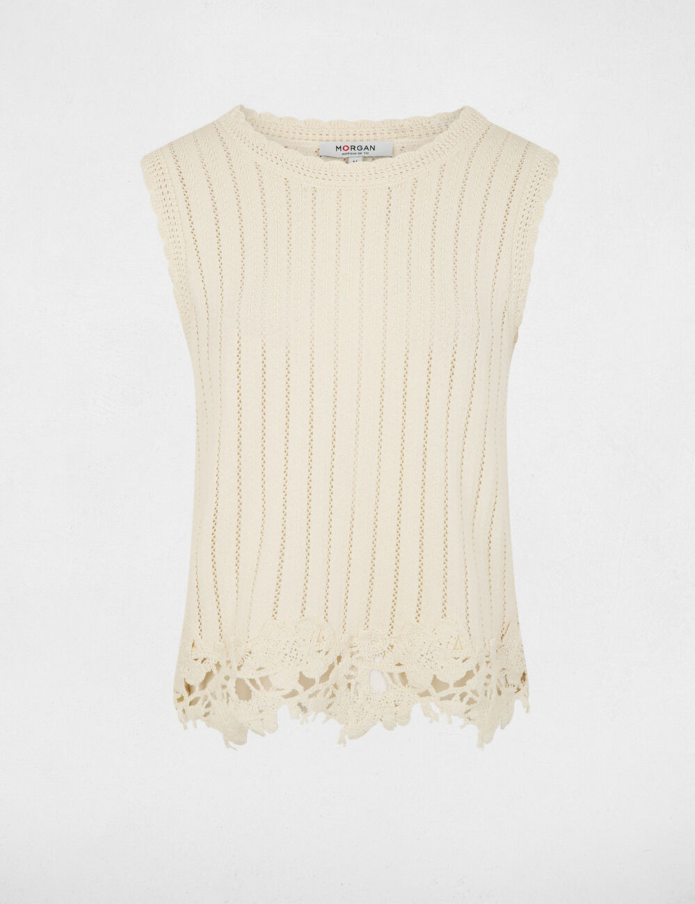Sleeveless ribbed top cream women