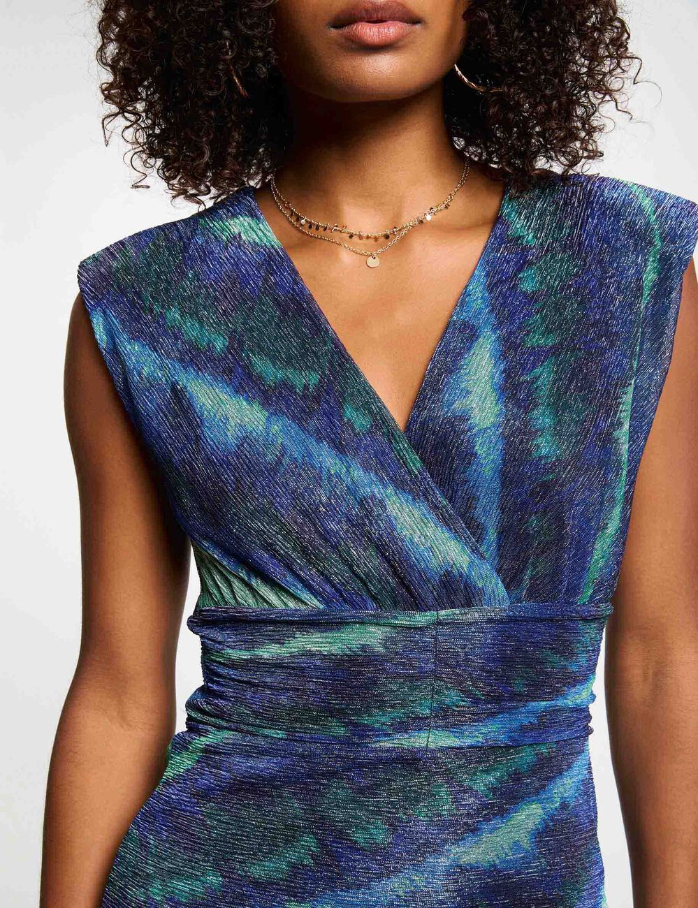 Robe courte ajustée imprimée multicolore femme