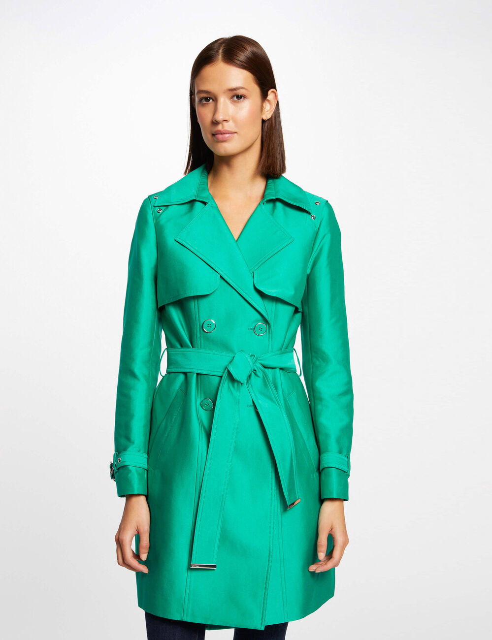Straight belted trenchcoat green women