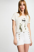 Denim shorts with buttons white women