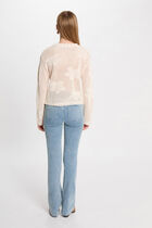 High-waisted bootcut jeans bleach denim women