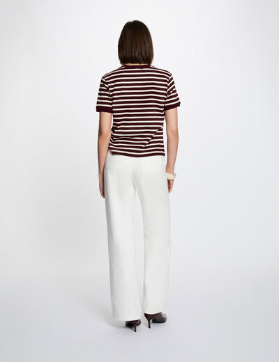 Striped t-shirt with round neck plum women