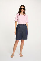 Wide denim shorts raw denim women
