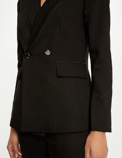 Waisted jacket with metallised edgings black ladies'