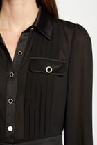 Chemise manches longues avec plis noir femme