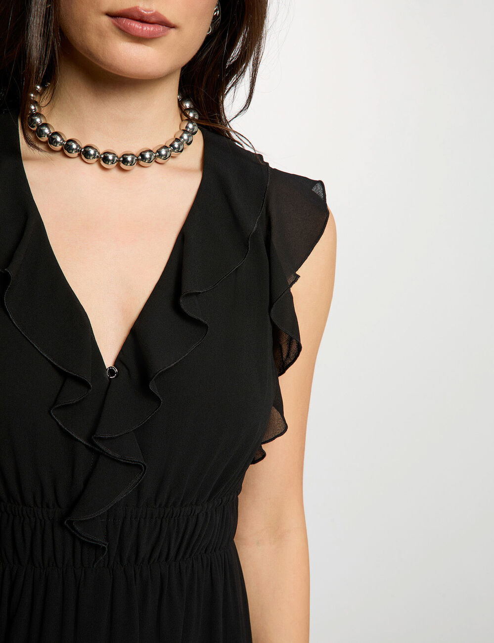 Long dress with V-neck black women