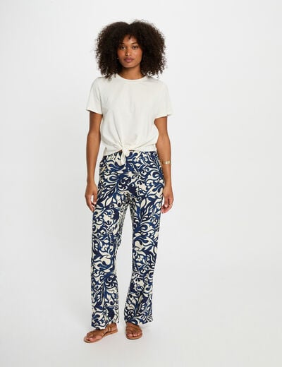 Printed straight trousers multicolor women