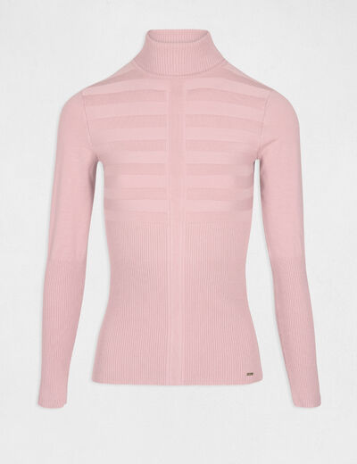 Fitted high neck sweater light pink women