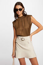 Mini skirt with buckle beige women