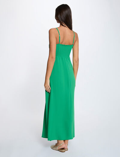 Straight maxi dress with slit meadow green women