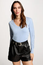 Jumper with V-neck sky blue women