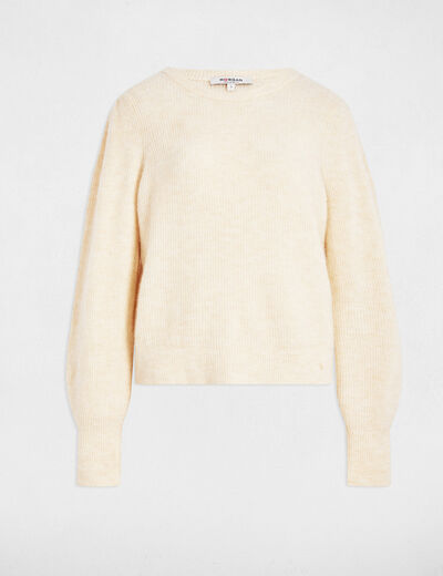 Fitted cropped sweater ivory women