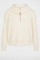 Jumper with zipped-rollneck ivory women