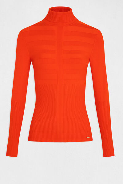 Long-sleeved jumper turtleneck orange ladies'