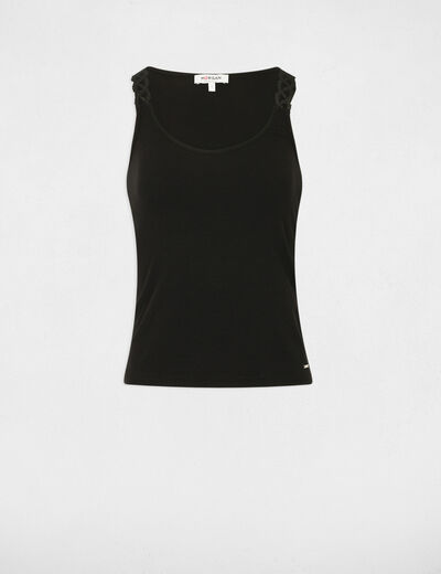 Sleeveless vest top black women