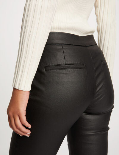 Skinny cropped trousers with wet effect black ladies'