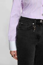 High-waisted wide-leg jeans black denim women